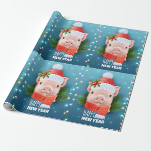Papier Cadeau Joyeux Cochon du Nouvel An