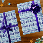 Papier Cadeau Joyeux Enfants interconfessionnels de la Marine No<br><div class="desc">Personnalisez celui-ci d'un papier d'emballage Chrismukkah en ajoutant le nom de votre enfant au sapin bleu marine de Noël et au motif Hanoukka Menorah et créez quelque chose de vraiment spécial pour sous l'arbre. Conçu pour les familles inter-religieuses qui fêtent les fêtes chrétiennes et juives, ce joli papier d'emballage avec...</div>