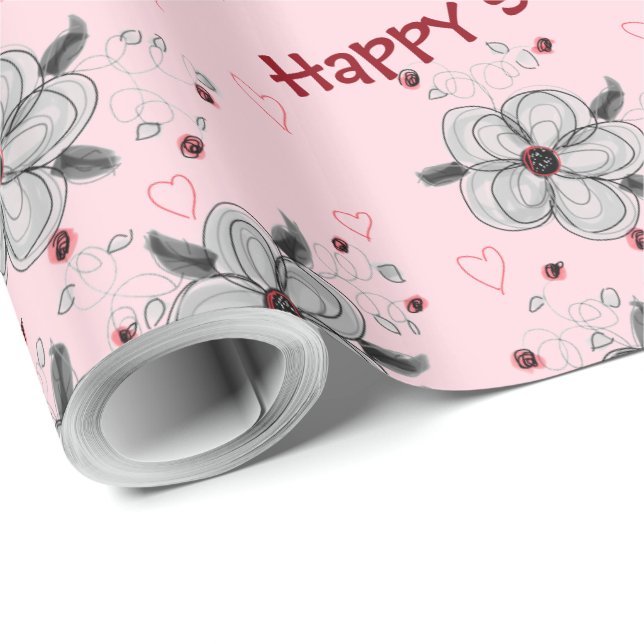 Papier Cadeau Joyeux Enveloppe cadeau Sweet 16 rose (Coin rond)