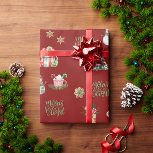 Papier Cadeau Joyeux et brillant Noël rouge Noël Fête