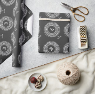 Papier Cadeau Joyeux Et Lumineux Étincelles Cercles Monogram Hol
