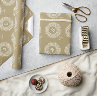 Papier Cadeau Joyeux Et Lumineux Étincelles Cercles Monogram Hol