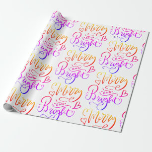Papier Cadeau Joyeux Et Lumineux Rainbow Script Vacances