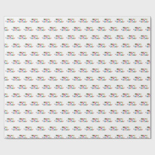 Papier Cadeau Joyeux et Lumineux Santa Canne en Bonbon de Noël