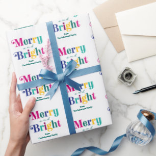 Papier Cadeau Joyeux et Noël brillant personnalisés