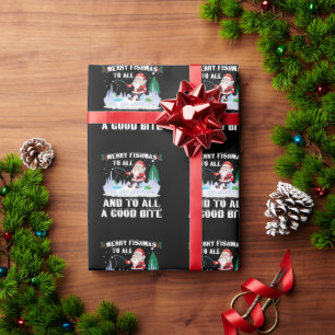 Papier Cadeau Joyeux Fishmas Poisson Drôle Pêcheur Noël