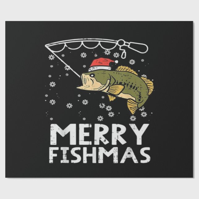 Papier Cadeau Joyeux Fishmas Poisson Pêche Xmas  (Plat)