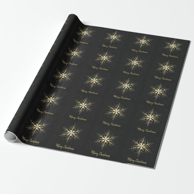 Papier Cadeau Joyeux flocon doré de Noël (Déroulé)