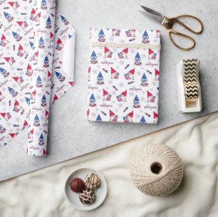 Papier Cadeau Joyeux Gnome de la fête de l'Indépendance Feux d'a