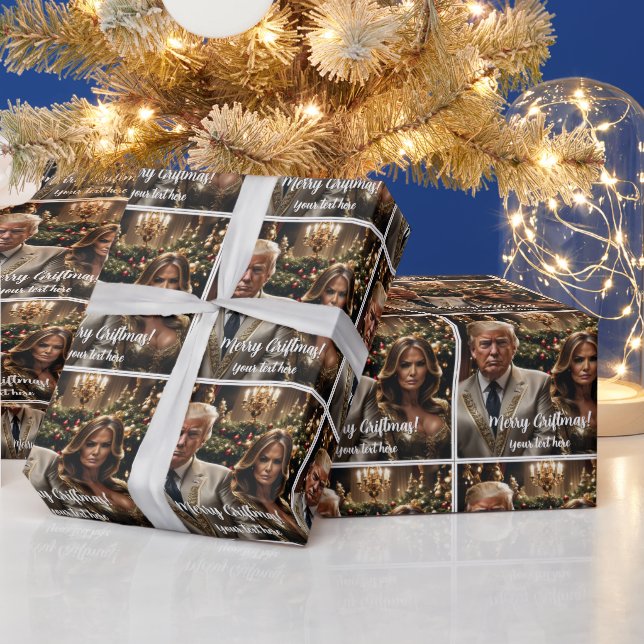 Papier Cadeau Joyeux Griftmas Donald et Melania (Vacances)