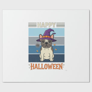 Papier Cadeau Joyeux Halloween Bouledogue Français Sorcière Toil