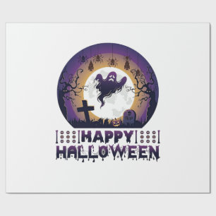 Papier Cadeau Joyeux Halloween Chauves-souris fantômes araignées