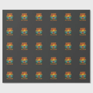 Papier Cadeau Joyeux Halloween Citrouille Sorcière Chapeau Plein