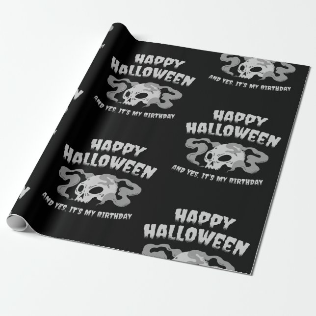 Papier Cadeau joyeux halloween crâne d'anniversaire gode (Déroulé)