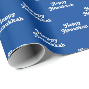 Papier Cadeau Joyeux Hanoukka bleu blanc juif Holiday mignon cad