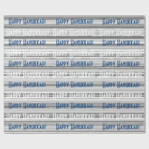 Papier Cadeau Joyeux Hanoukka Blue Stripes