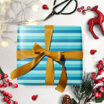 Papier Cadeau Joyeux Hanukkah | motif rayé bleu et sarcelle<br><div class="desc">Un design moderne de Hanukkah bleu et sarcelle</div>