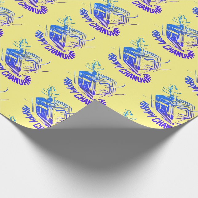 Papier Cadeau Joyeux Hanukkah toupie (Coin)