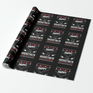 Papier Cadeau Joyeux Hockeydays Funny Christmas Ice Hockey Joueu