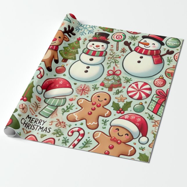 Papier Cadeau joyeux jolly noël (Déroulé)