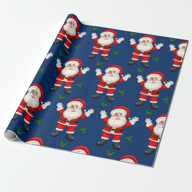 Papier Cadeau Joyeux Joyeux feuillet de Noël personnalisé Père N (Déroulé)