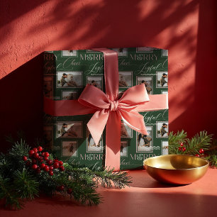 Papier Cadeau Joyeux Joyful Cheer Wavy Retro Modern Photo Collag