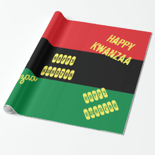Papier Cadeau Joyeux Kwanzaa RBG UNIA drapeau afro-américain