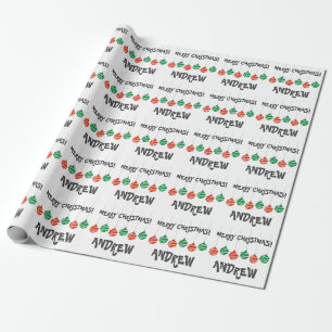 Papier Cadeau Joyeux le Noël rouge et vert badine le