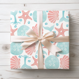 Papier Cadeau Joyeux littoral   Nautical Beach Motif Noël