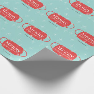 Papier Cadeau Joyeux masque rouge Masque rouge Motif bleu Noël