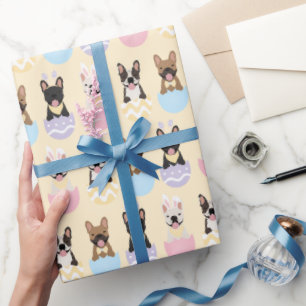 Papier Cadeau Joyeux Motif de Chien de Pâques français