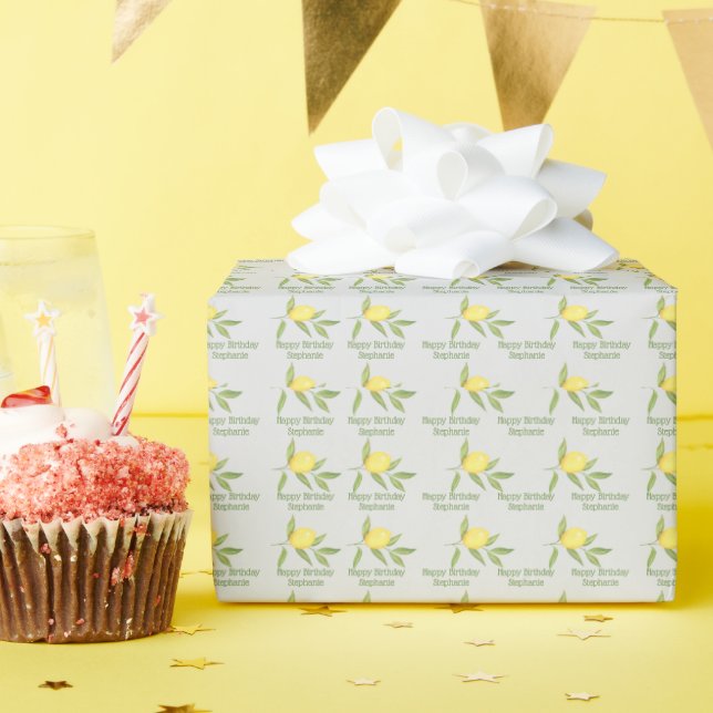 Papier Cadeau Joyeux Motif de citron d'anniversaire (Fête d'anniversaire)