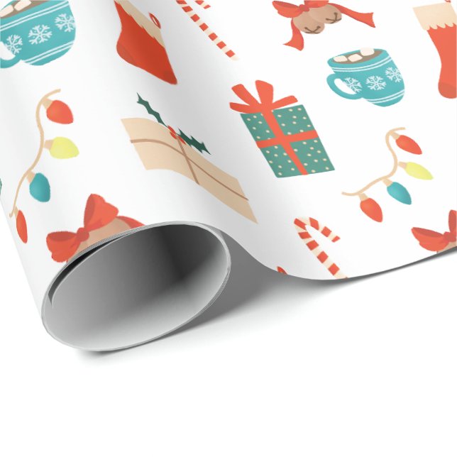 Papier Cadeau Joyeux motif de Noël (Coin rond)
