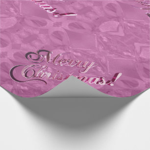Papier Cadeau Joyeux Motif de Noël Élégant Pink Script