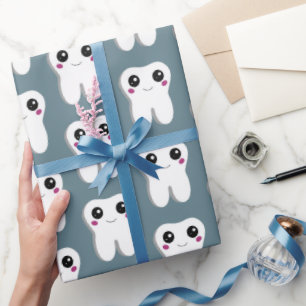Papier Cadeau Joyeux Motif dentaire souriant