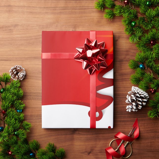 Papier Cadeau Joyeux Noël (Festive greenery and pinecones surround this beautiful gift!)