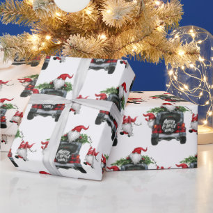 Papier Cadeau Joyeux Noël Arbre Rouge Ferme Truck Holiday