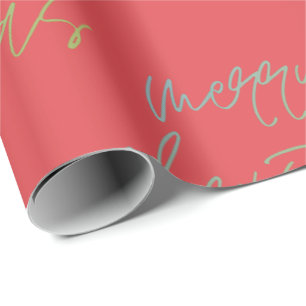 Papier Cadeau Joyeux Noël Arc-en-Ciel Belle Cerise Rouge