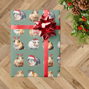 Papier Cadeau Joyeux Noël aux Cochons d'Inde Réalistes