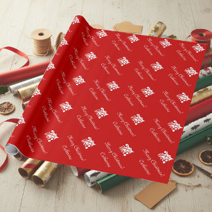 Papier cadeau Joyeux Noël avec nom personnalisé.