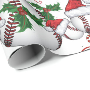 Papier Cadeau Joyeux Noël Baseball Père Noël