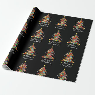 Papier Cadeau Joyeux Noël Bibliothèque Arbre Lecture Lover Li