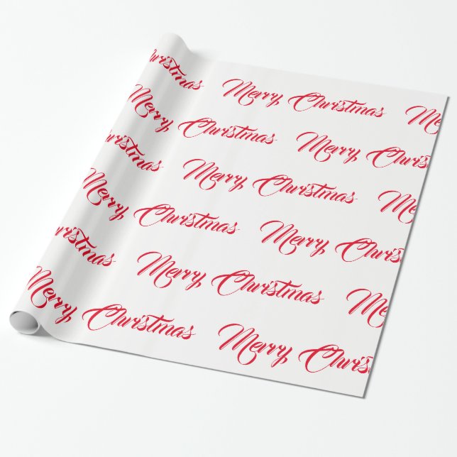 Papier Cadeau Joyeux Noël blanc et rouge - (Déroulé)