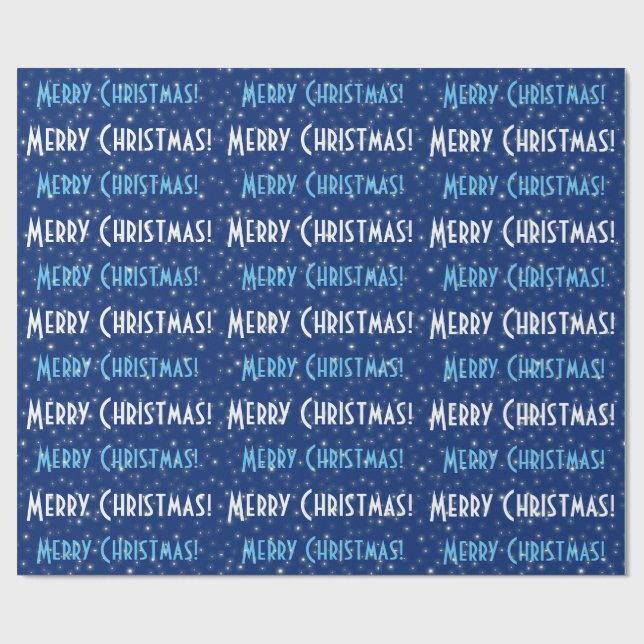 Papier Cadeau Joyeux Noël Blue Stars (Plat)