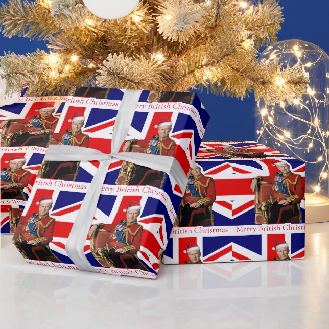 Papier Cadeau Joyeux Noël britannique Roi Santa Hat (Vacances)