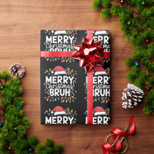 Papier Cadeau Joyeux Noël Bruh Santa Fête Vacances Drôle