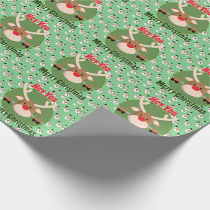 Papier Cadeau Joyeux Noël Cerf et bonhomme de neige