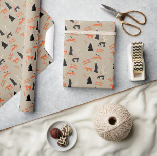 PAPIER CADEAU JOYEUX NOËL CERF ET RENNE