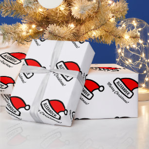 Papier Cadeau Joyeux Noël chapeau de Père Noël haut brillant per