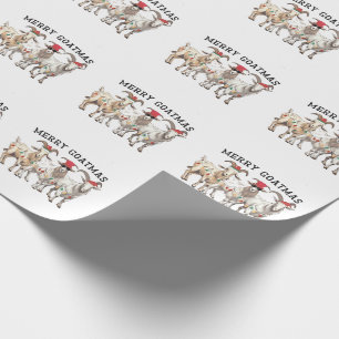 Papier Cadeau Joyeux Noël chèvre Animal Amateur de chèvres Joyeu